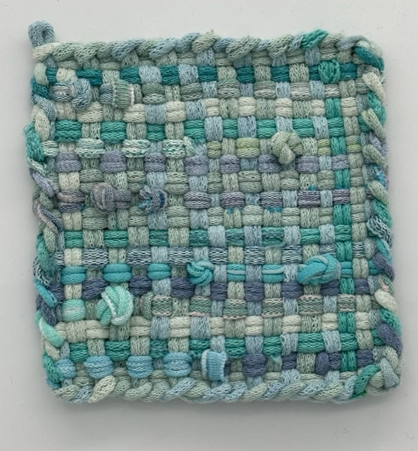 Plain Weave with knots in blues