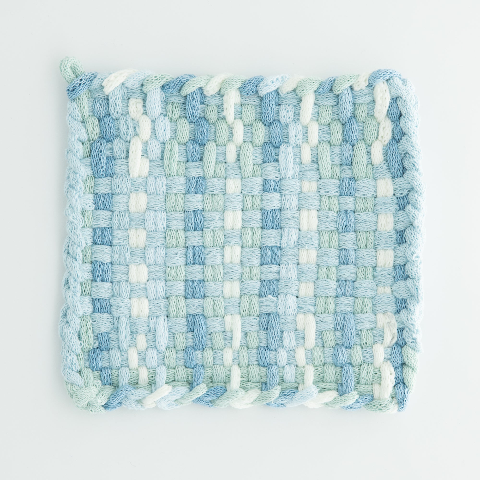 One-of-a-kind potholder in Blue/ mixed blues – Kate Kilmurray