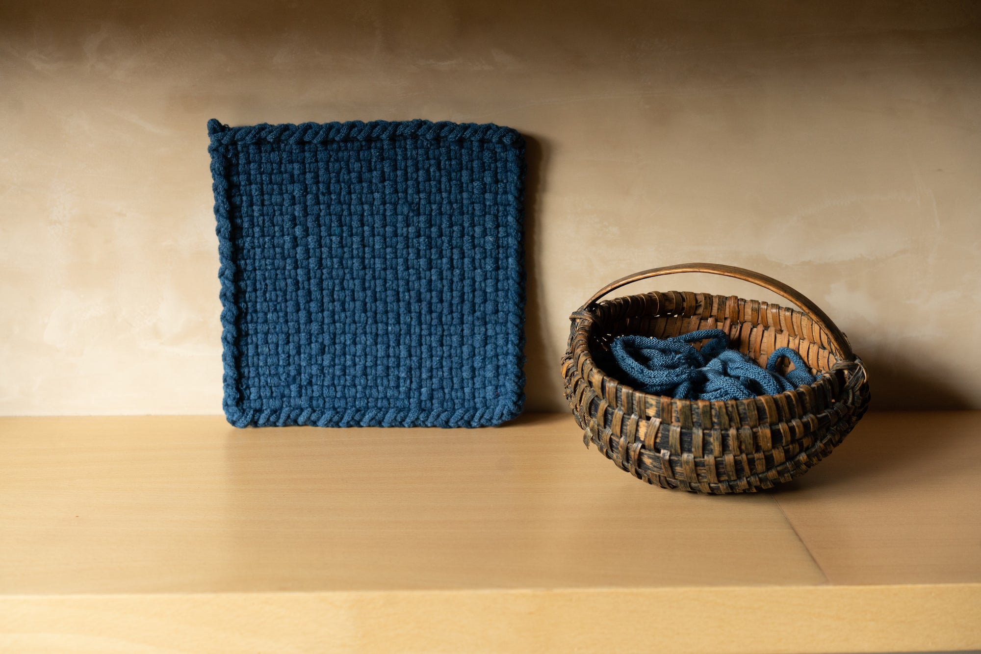 Large Plain Weave in hand dyed indigo wool