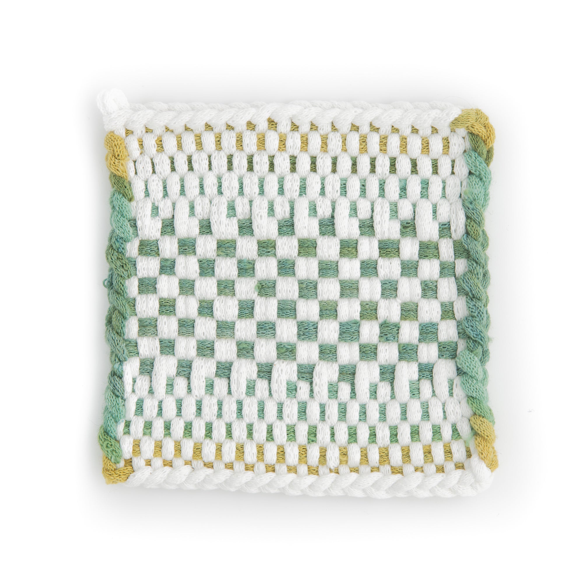 One-of-a-kind potholder in mixed spring colors