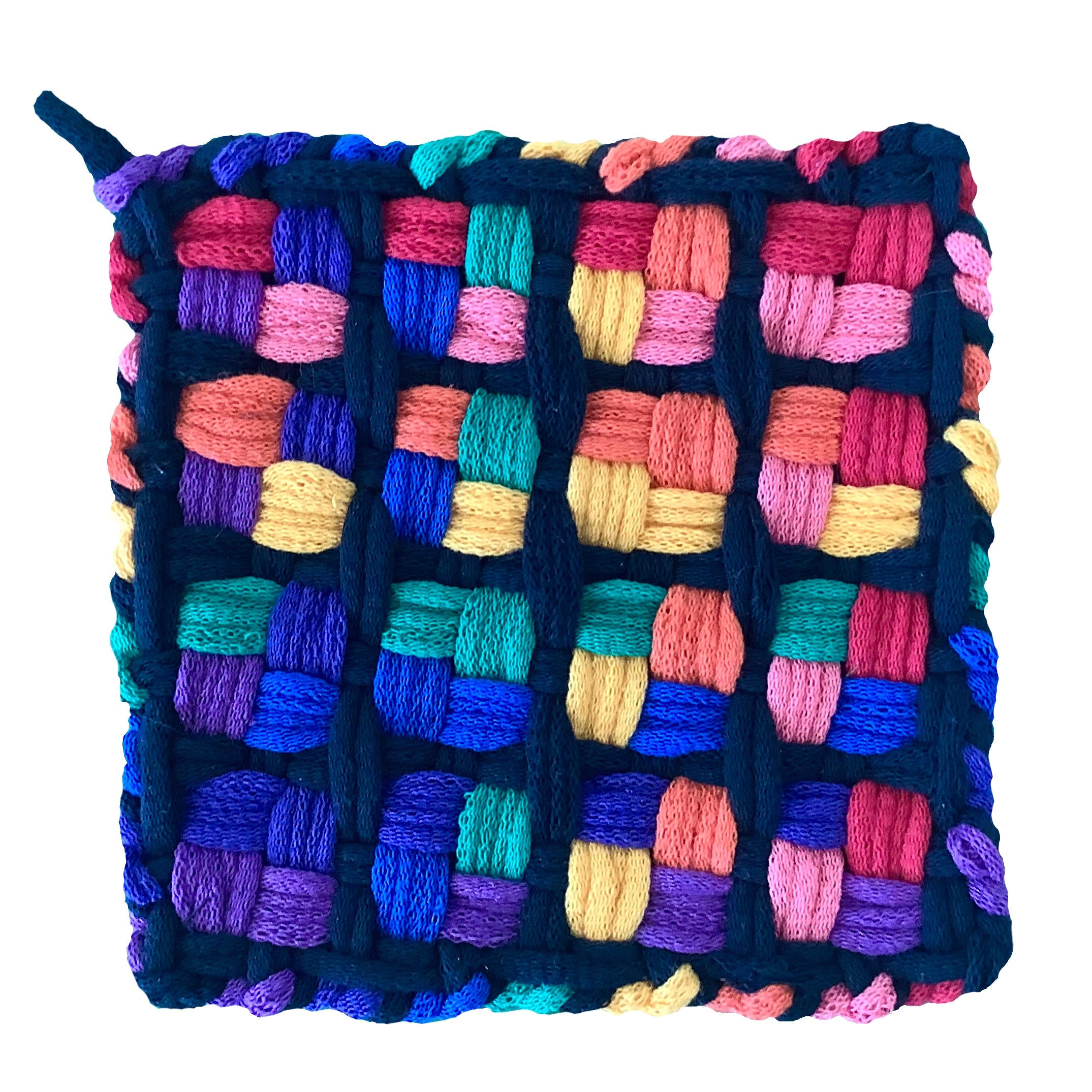 One-of-a-kind potholder in Blue/ mixed blues – Kate Kilmurray